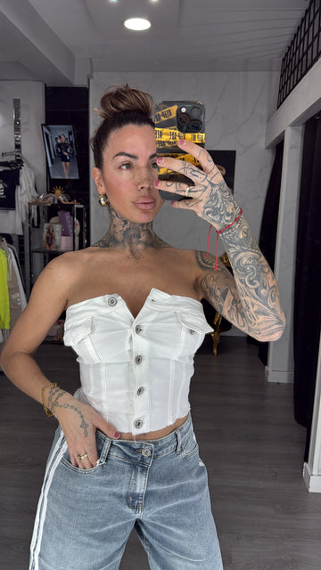 Top vaquero blanco