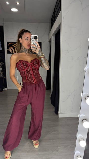 Pantalón pañuelo Burdeos